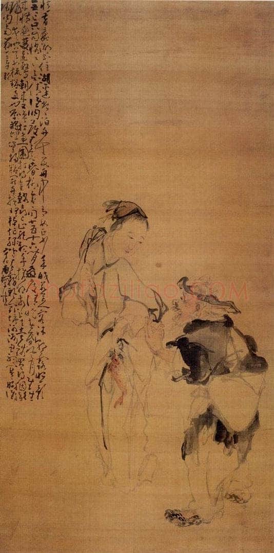 清 黄慎 浅设色人物 书画作品