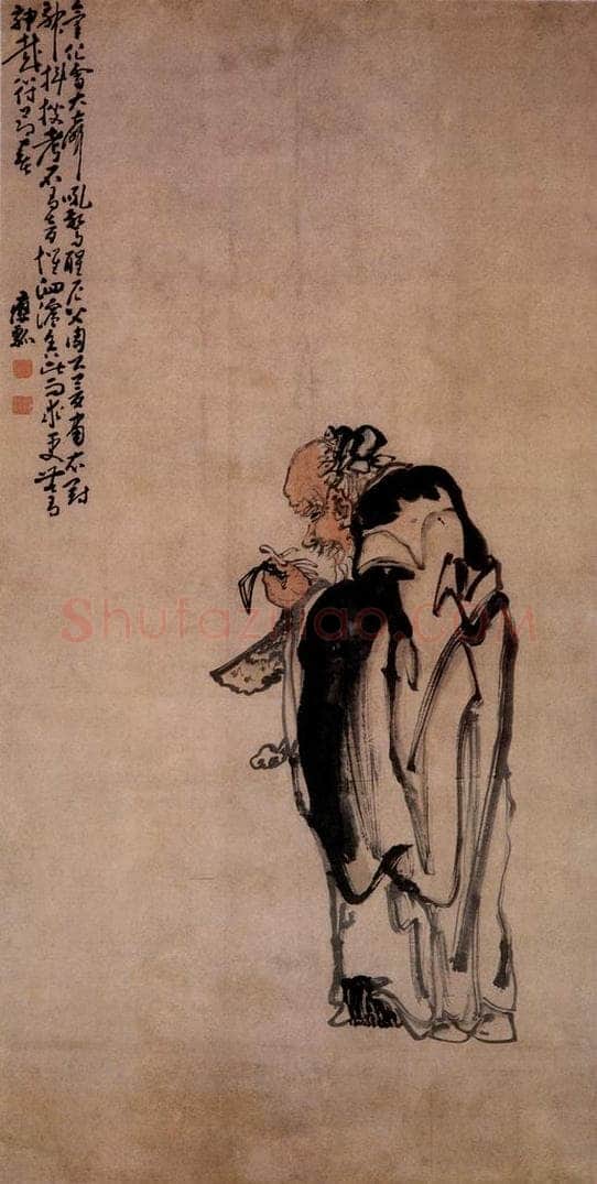 清 黄慎 老叟执磐 书画作品