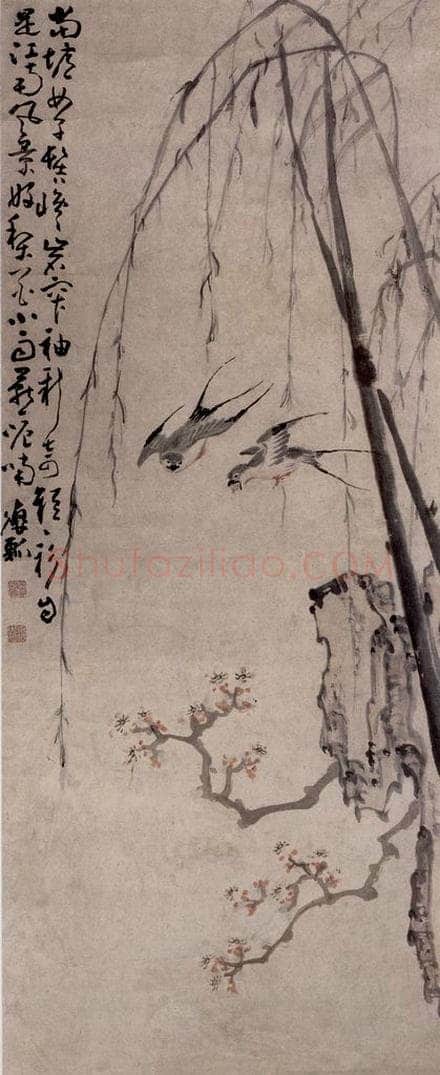 清 黄慎 杏花柳燕图 书画作品