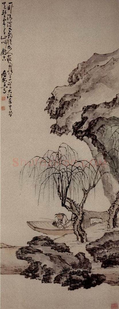 清 黄慎 春江垂钓图 书画作品