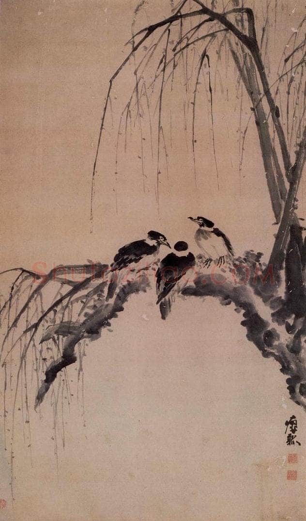 清 黄慎 柳鸦图 书画作品