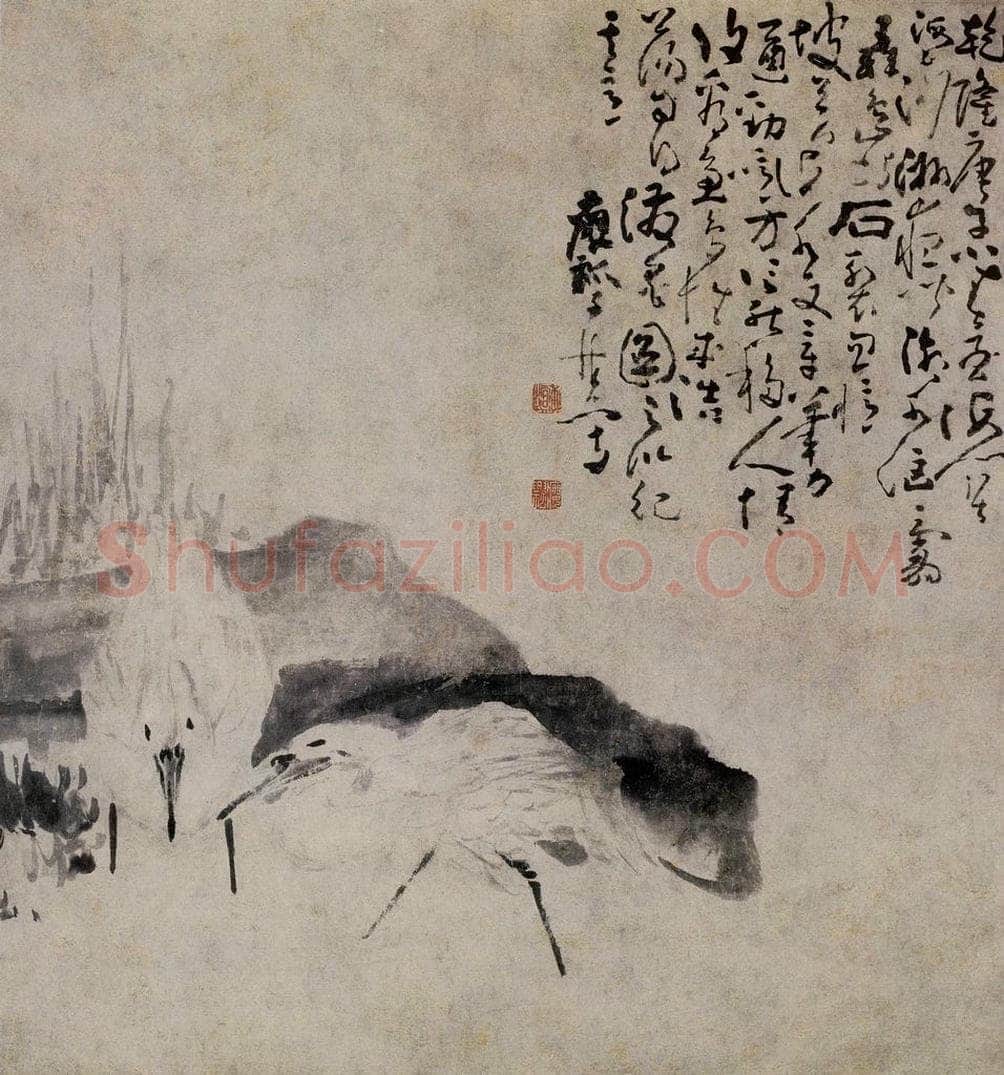 清 黄慎 双鹭图寿星图 书画作品
