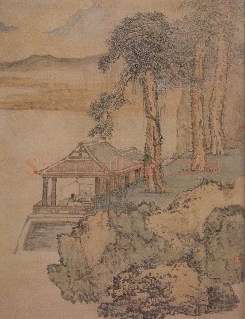 清 黄慎 蛟湖读书图 书画作品
