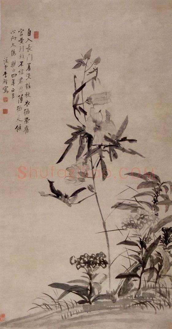 清 李鱓 《秋葵图》 书画作品