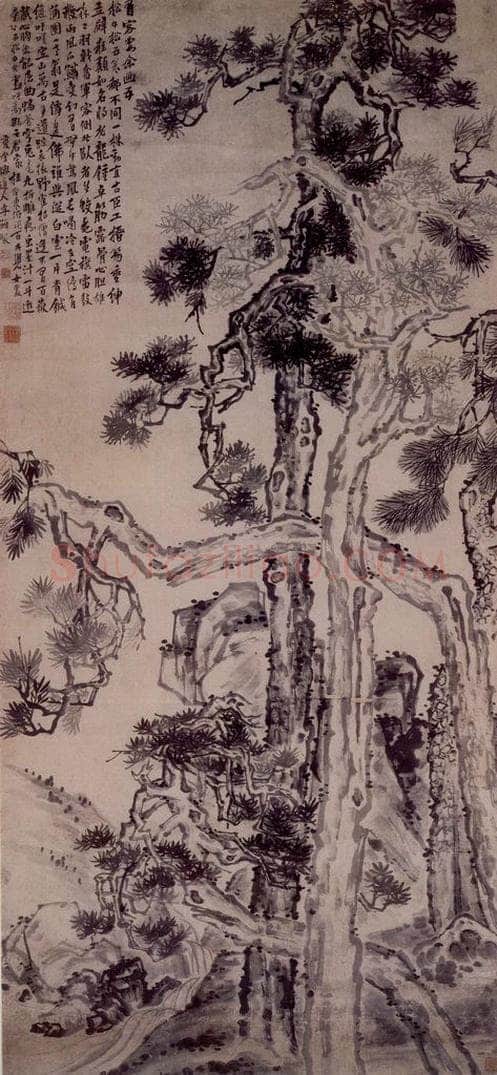 清 李鱓 《五松图》 书画作品
