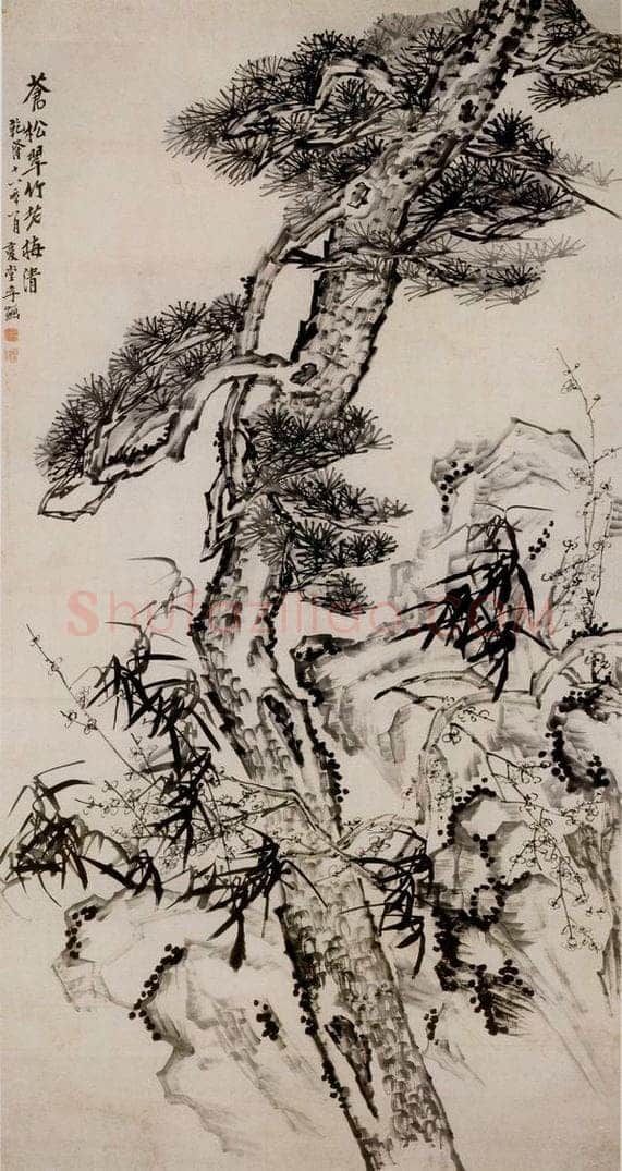 清 李鱓 《三友图》 书画作品