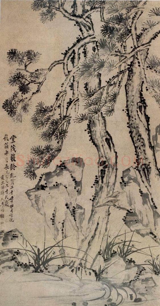 清 李鱓 《堂茂双龄》 书画作品