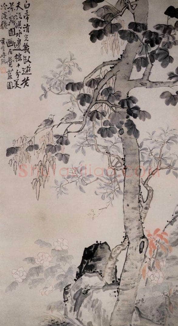 清 李鱓 《梧桐桂花》 书画作品