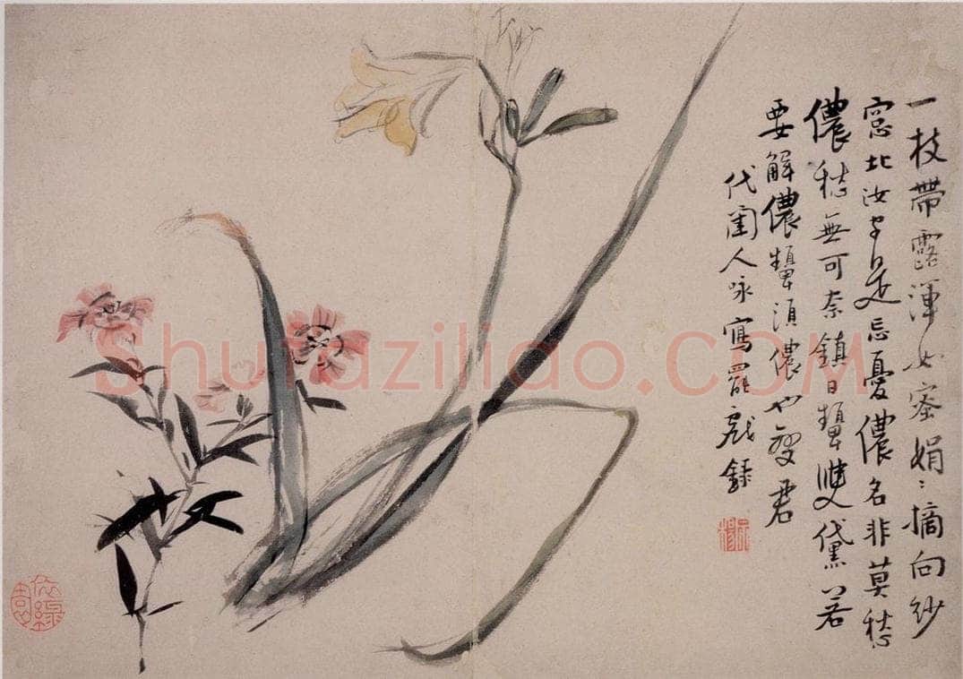 清 李鱓 《花卉10开》 书画作品