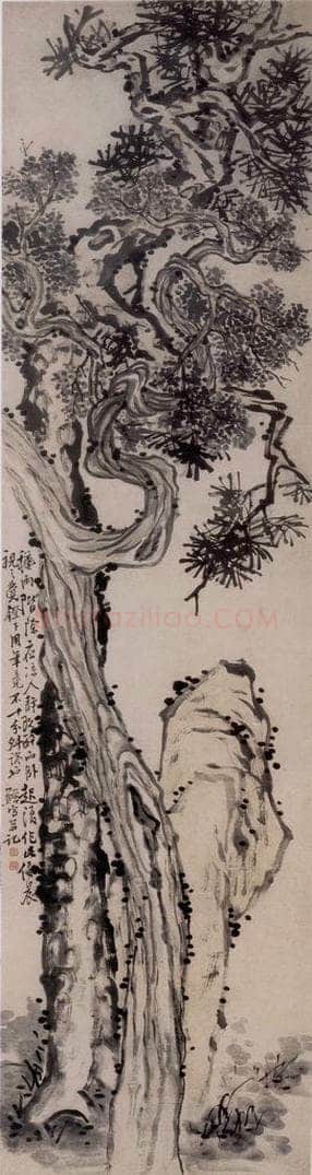 清 李鱓 《松柏长春》 书画作品