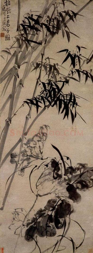 清 李鱓 《相对二君子》 书画作品