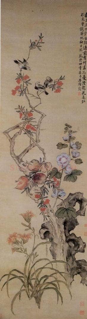 清 李鱓 《花鸟屏》 书画作品