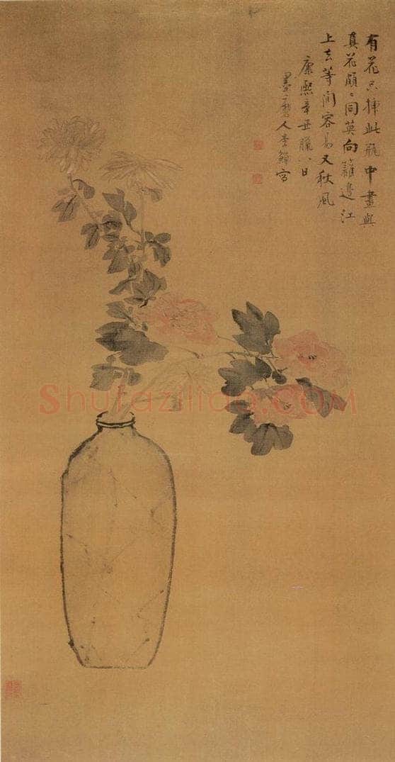 清 李鱓 《瓶花》 书画作品