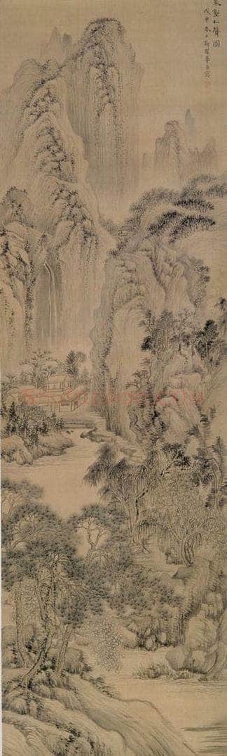 清 华喦 《泉壑松声图》 书画作品