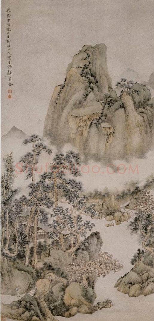 清 华喦 《秋山云起图》 书画作品