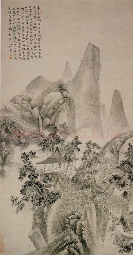 清 华喦 《空亭悟赏图》 书画作品