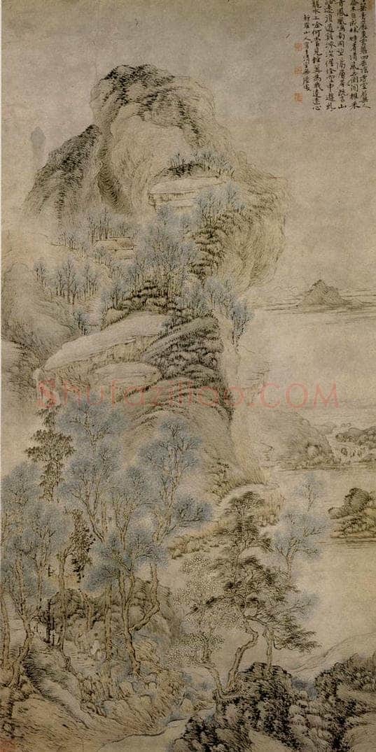 清 华喦 《高山乔木图》 书画作品