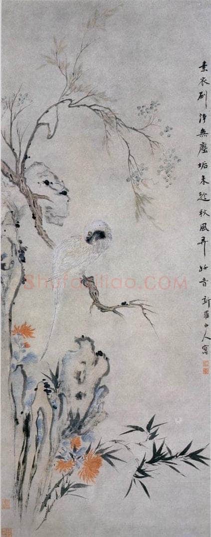 清 华喦 《设色花鸟》 书画作品