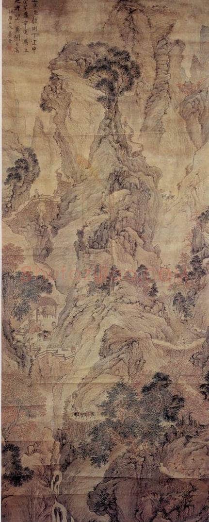 清 华喦 《秋山行旅图》 书画作品