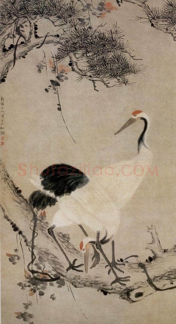 清 华喦 《双鹤图》 书画作品