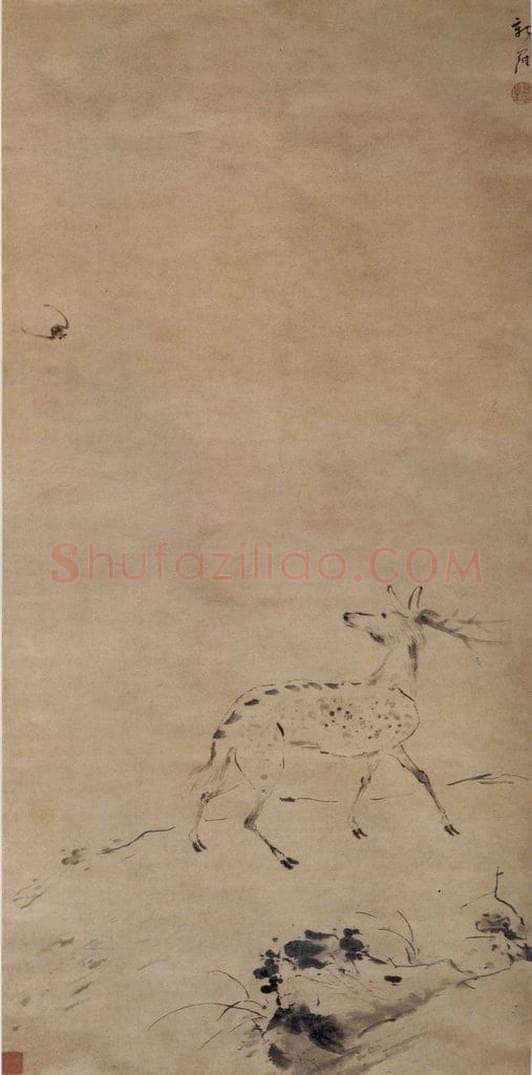 清 华喦 《蝠鹿图》 书画作品