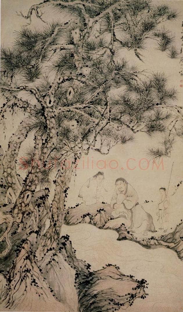 清 华喦 《松下观流图》 书画作品