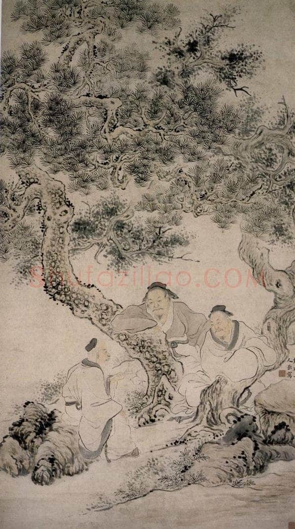 清 华喦 《颂荫三老图》 书画作品