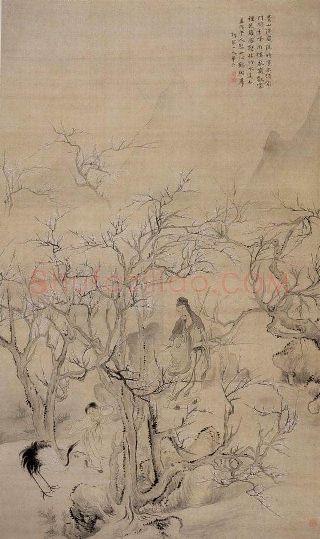 清 华喦 《梅鹤图》 书画作品