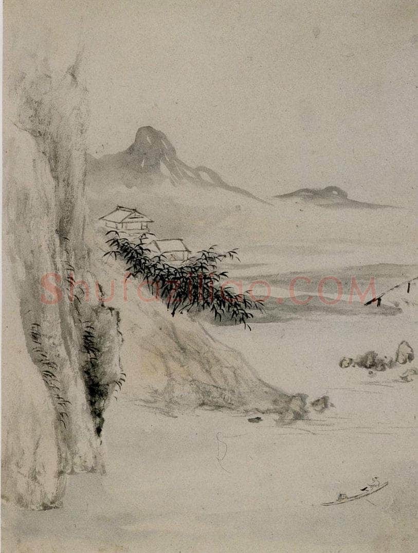 清 华喦 《山水诗斗方》 书画作品