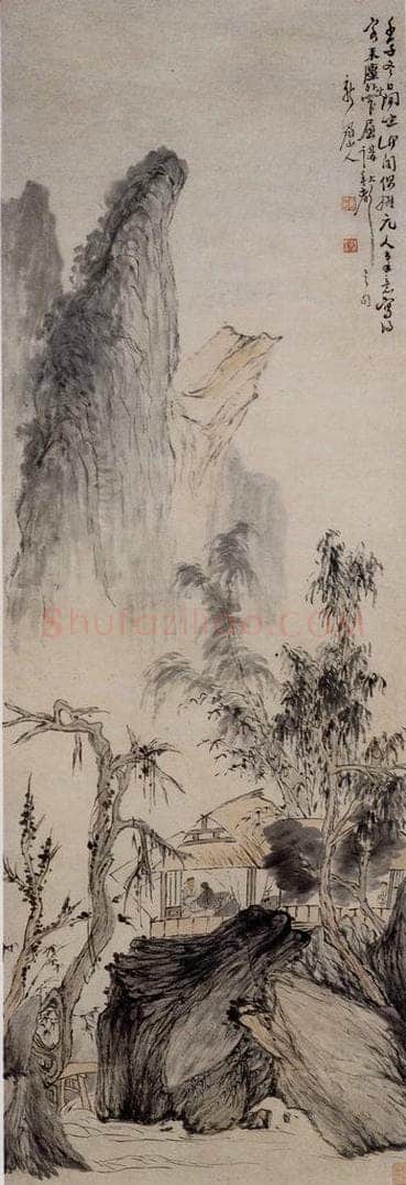 清 华喦 《窄屋秋声图》 书画作品