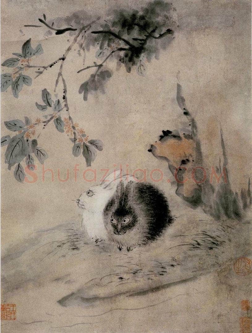 清 华喦 《桂兔图》 书画作品
