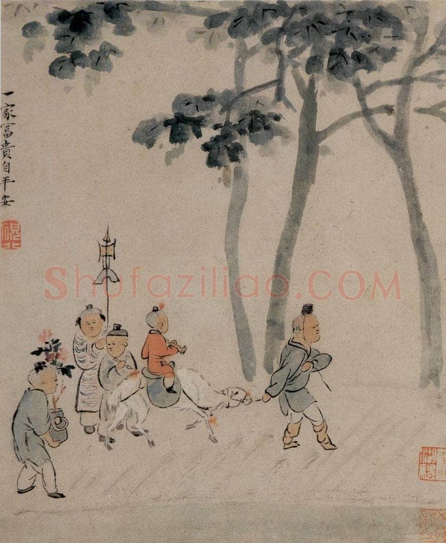 清 华喦 《童戏图》 书画作品