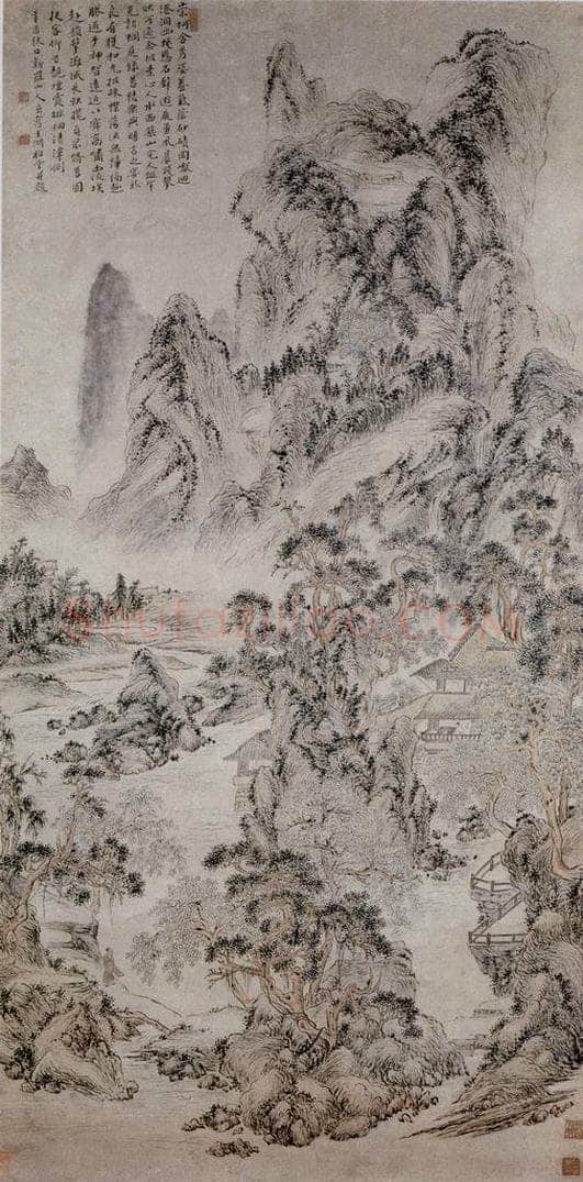 清 华喦 《水西山宅图》 书画作品