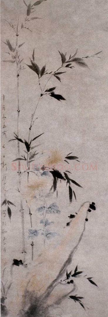 清 华喦 《竹菊图》 书画作品