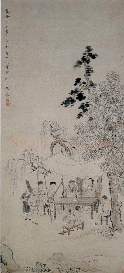 清 华喦 《鼓人说书图》 书画作品