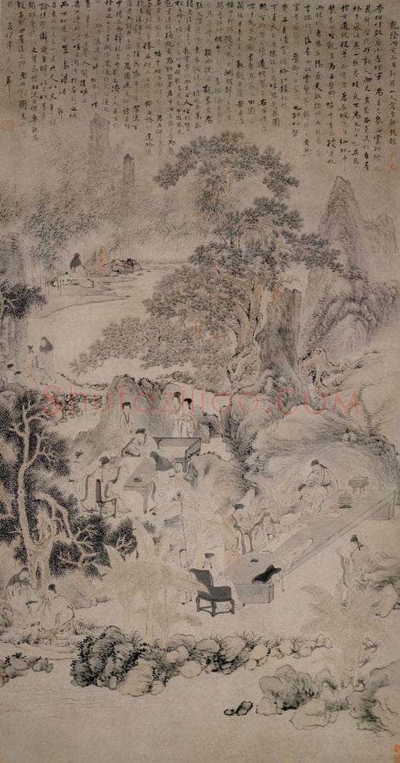 清 华喦 《西园雅集图》 书画作品