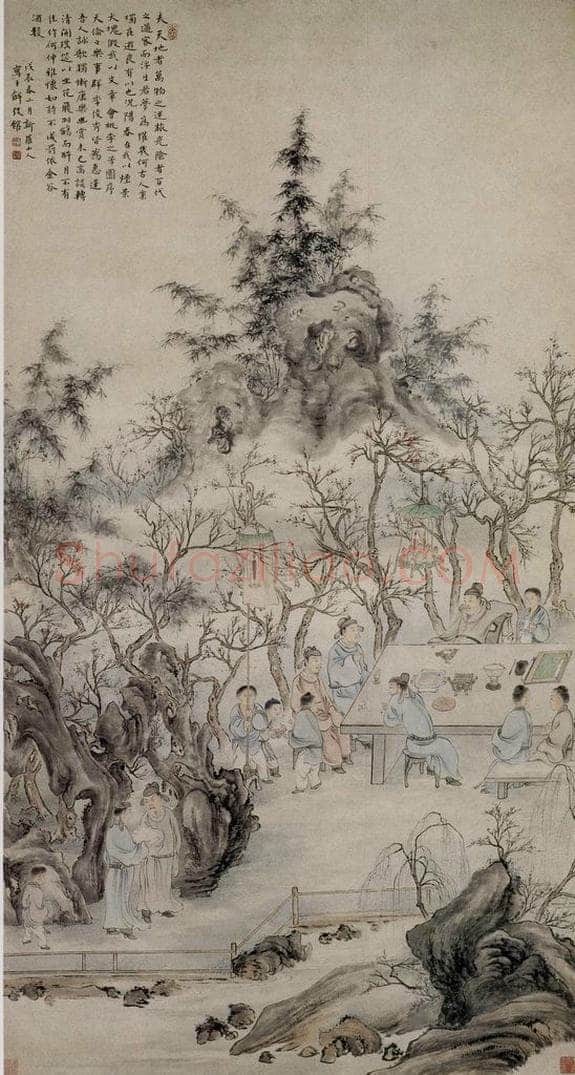 清 华喦 《春夜宴桃李园图》 书画作品