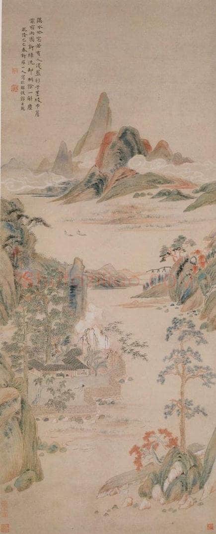 清 华喦 《隔水吟窗图》 书画作品