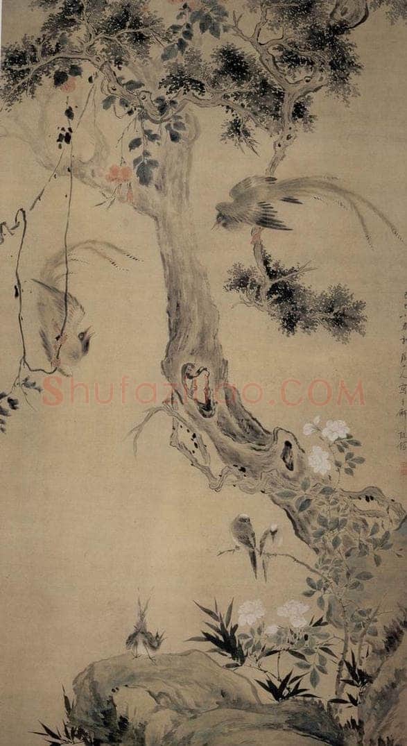 清 华喦 《 翠雨和鸣图》 书画作品