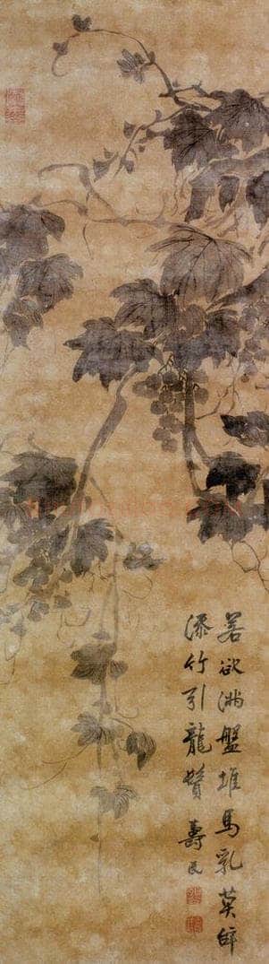  边寿民 《墨葡萄》 书画作品
