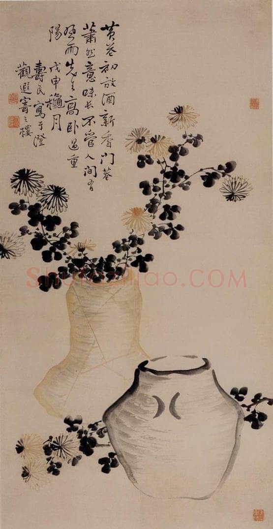 1728年 边寿民 《盆菊图》 书画作品