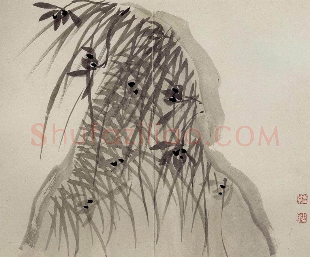 清 罗聘 《兰竹石图册》 书画作品
