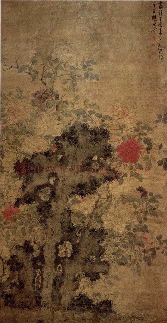 陈淳 《牡丹湖石图》 书画作品