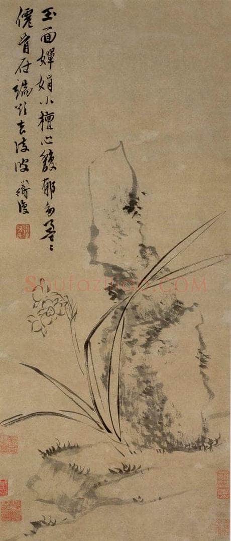  陈淳 《倚石水仙图》 书画作品