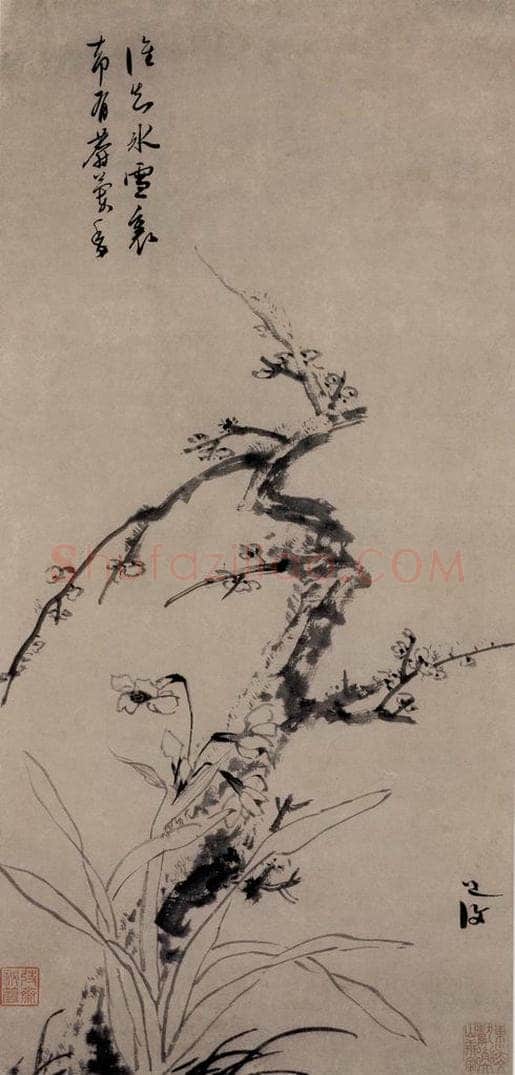  陈淳 《梅花水仙图》 书画作品