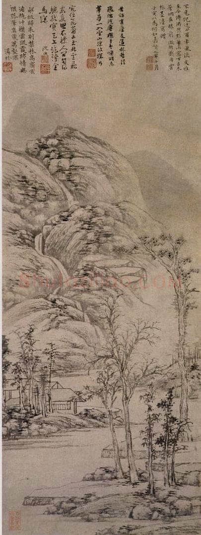 1530年 文征明 《古木苍烟图》 书画作品