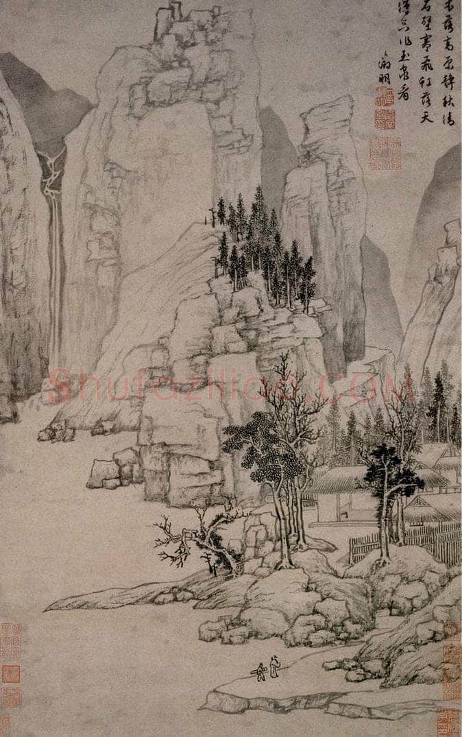 1547年 文征明 《石壁飞虹图》 书画作品