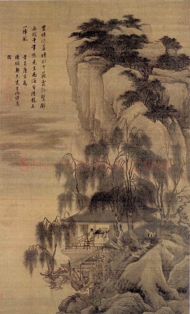 约正德年间47岁左右 唐寅 《落霞孤鹜图》 书画作品