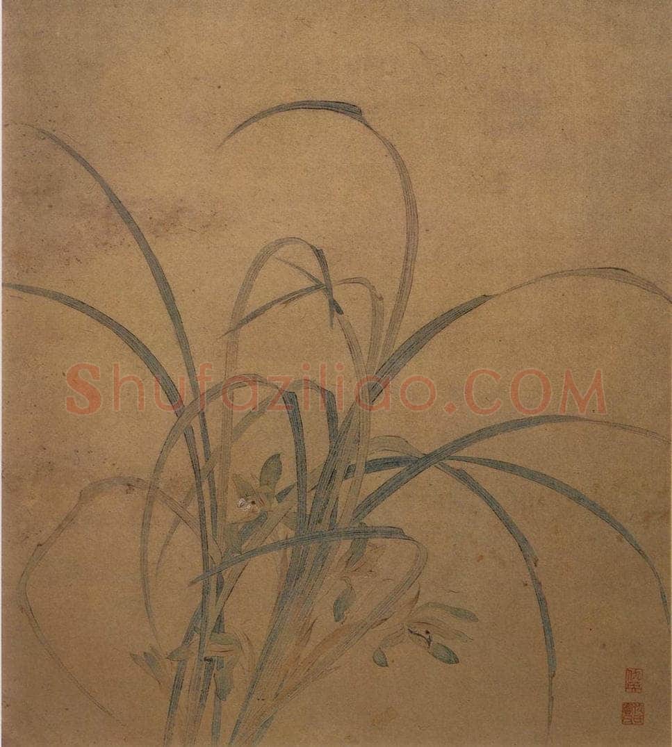 不明 仇英 《双勾兰花图》 书画作品