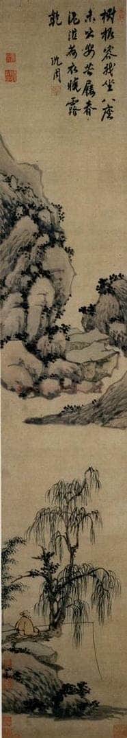 不明 沈周 《柳荫垂钓图》 书画作品